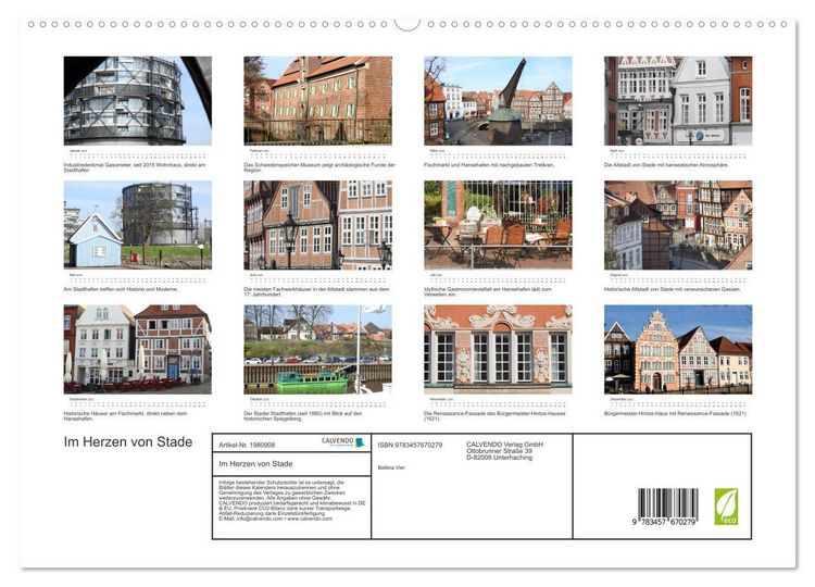 Produktbild: Im Herzen von Stade (hochwertiger Premium Wandkalender 2026 DIN A2 quer), Kunstdruck in Hochglanz