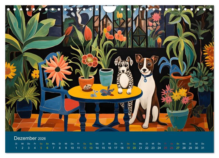Produktbild: Hunde Kunstwerke - Hunde im Stil des Fauvismus k&uuml;nstlerisch gestaltet (Wandkalender 2026 DIN A4 quer), CALVENDO Monatskalender