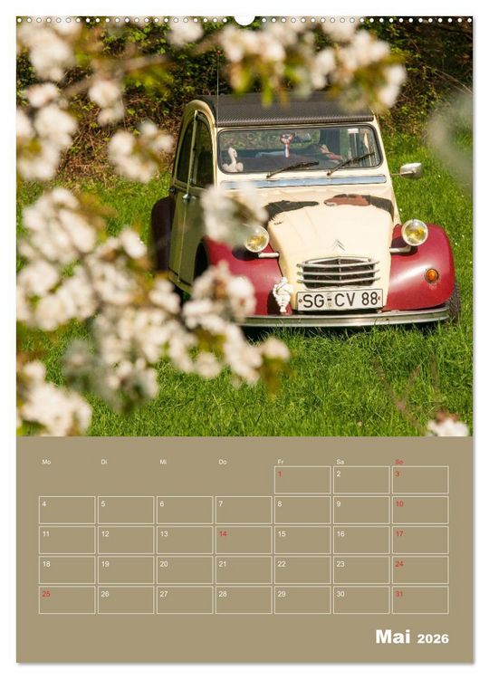 Produktbild: Citro&euml;n 2 CV &ndash; Flower Power (Wandkalender 2026 DIN A2 hoch), CALVENDO Monatskalender