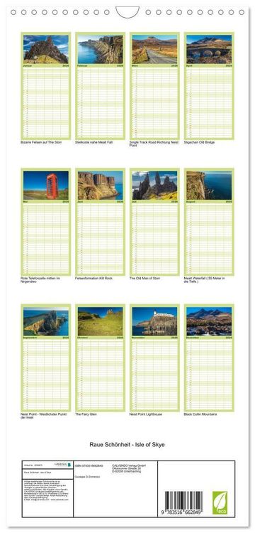 Produktbild: Familienplaner 2026 - Raue Sch&ouml;nheit - Isle of Skye mit 5 Spalten (Wandkalender, 21 x 45 cm) CALVENDO