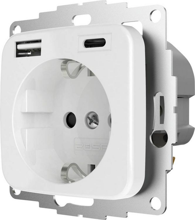 Produktbild: 2USB 2U-449368 Schutzkontakt-Steckdose erh&ouml;hter Ber&uuml;hrungsschutz, mit USB-Ladeausgang IP20 Reinwei&szlig; (gl&auml;nzend)