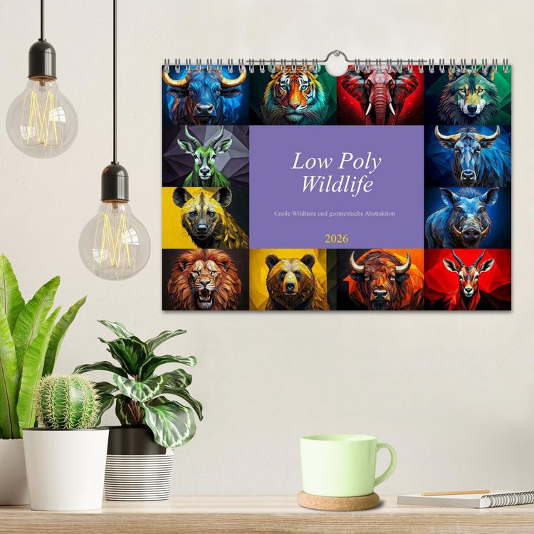 Produktbild: Low Poly Wildlife (Wandkalender 2026 DIN A4 quer), CALVENDO Monatskalender