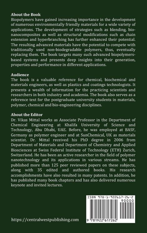 Produktbild: Biopolymers Based Advanced Materials (Volume 1)
