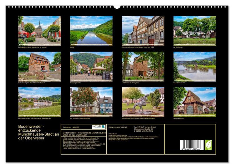 Produktbild: Bodenwerder - entz&uuml;ckende M&uuml;nchhausen-Stadt an der Oberweser (hochwertiger Premium Wandkalender 2026 DIN A2 quer), Kunstdruck in Hochglanz