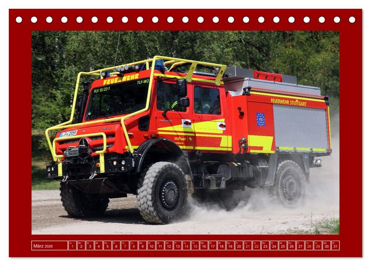 Produktbild: Unimog bei der Feuerwehr (Tischkalender 2026 DIN A5 quer), CALVENDO Monatskalender