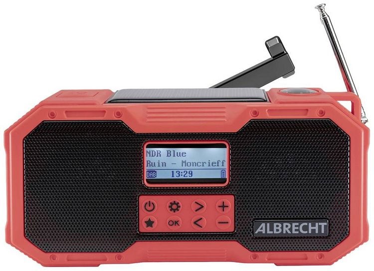 Produktbild: Albrecht DR 112 Outdoorradio DAB+, UKW Notfallradio, USB, Bluetooth&reg; Akku-Ladefunktion, Handkurbel, Solarpanel