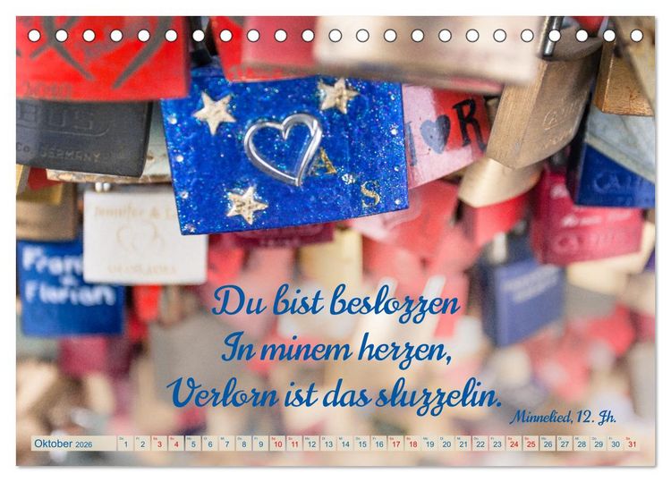 Produktbild: Liebesschl&ouml;sser, Ich liebe Dich (Tischkalender 2026 DIN A5 quer), CALVENDO Monatskalender