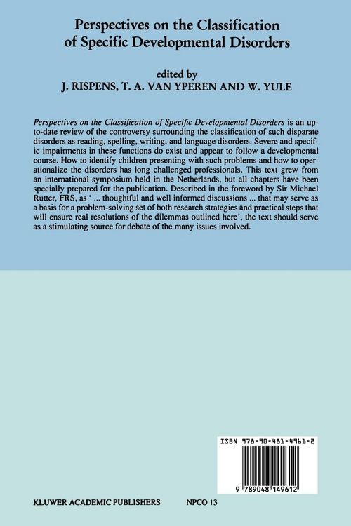 Produktbild: Perspectives on the Classification of Specific Developmental Disorders
