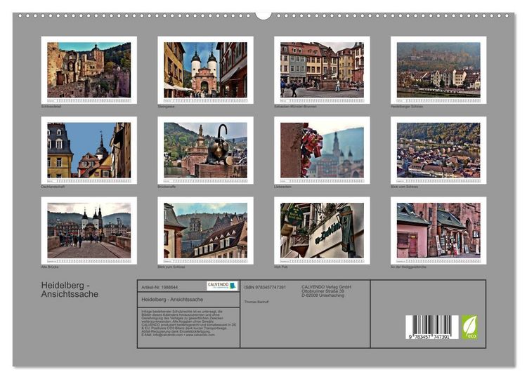Produktbild: Heidelberg - Ansichtssache (hochwertiger Premium Wandkalender 2026 DIN A2 quer), Kunstdruck in Hochglanz