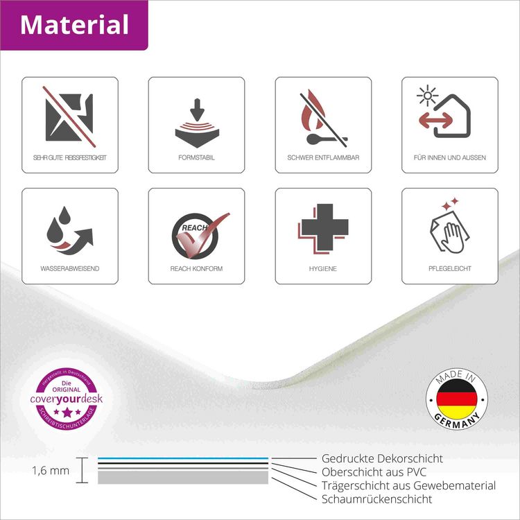 Produktbild: Cover-your-desk Schreibtischunterlage f&uuml;r Kinder und Erwachsene Cremefarbener Marmor, aus hochwertigem Vinyl , 60 x 40 cm
