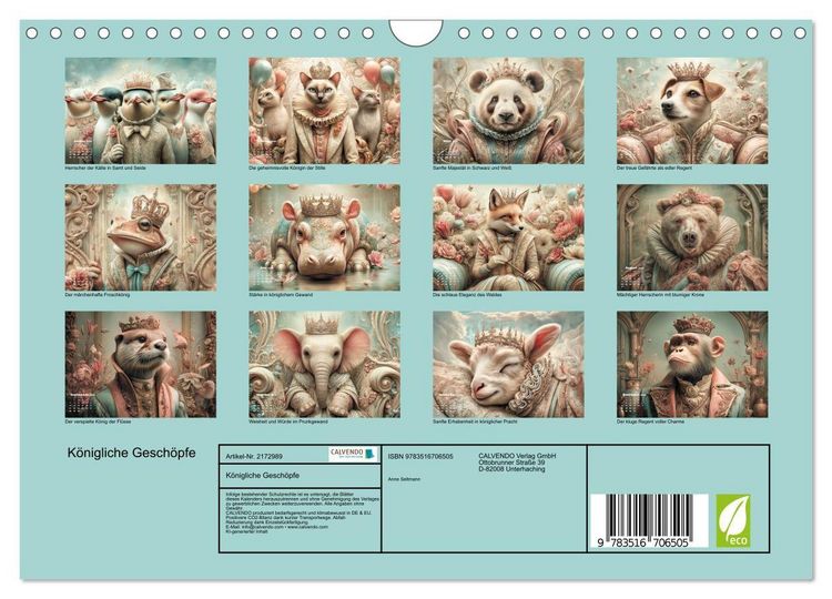 Produktbild: K&ouml;nigliche Gesch&ouml;pfe (Wandkalender 2026 DIN A4 quer), CALVENDO Monatskalender