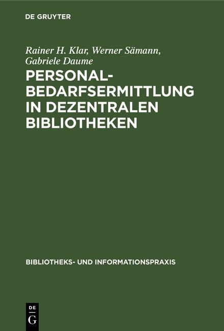 Produktbild: Personalbedarfsermittlung in dezentralen Bibliotheken