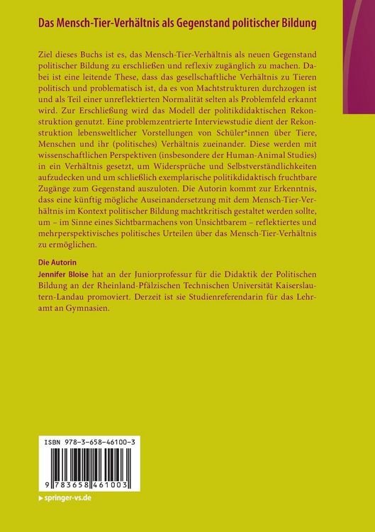 Produktbild: Das Mensch-Tier-Verh&auml;ltnis als Gegenstand politischer Bildung