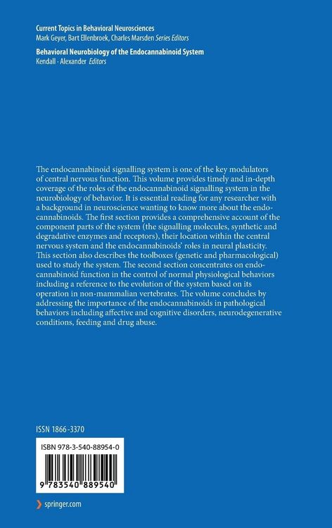 Produktbild: Behavioral Neurobiology of the Endocannabinoid System