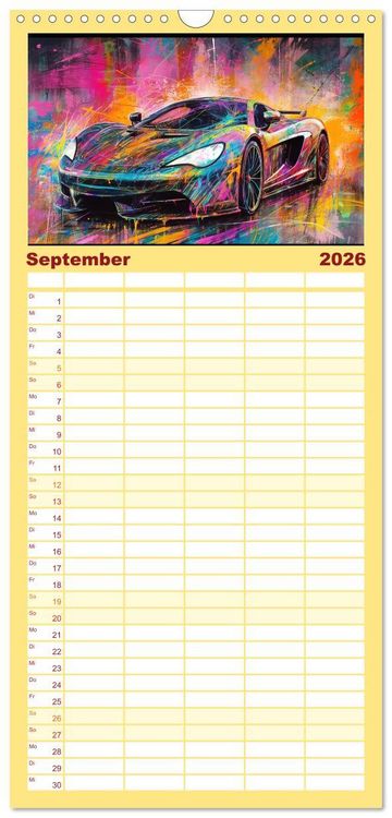 Produktbild: Familienplaner 2026 - Neon Speed mit 5 Spalten (Wandkalender, 21 x 45 cm) CALVENDO
