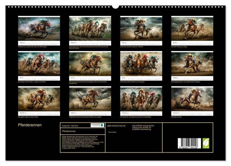 Produktbild: Pferderennen (hochwertiger Premium Wandkalender 2026 DIN A2 quer), Kunstdruck in Hochglanz