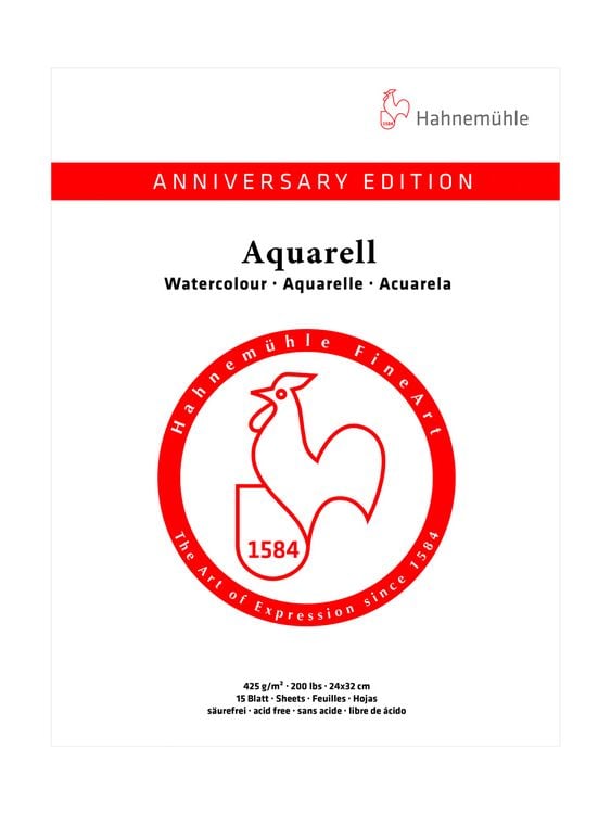 Produktbild: Hahnem&uuml;hle Papier Anniversary Edition - Aquarell, 24 x 32 cm, 450 g/m&sup2;
