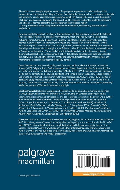 Produktbild: The Palgrave Handbook of European Media Policy