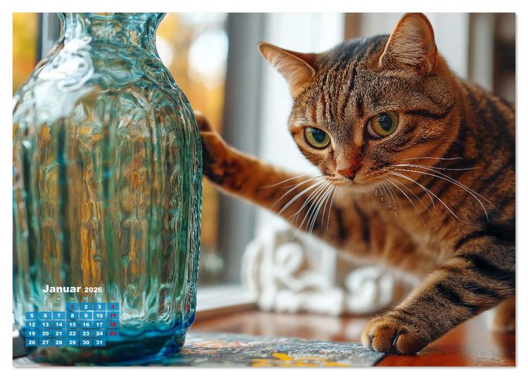 Produktbild: Momente eines Katzenbesitzers - Chaos der Samtpfoten (Tischkalender 2026 DIN A5 quer), CALVENDO Monatskalender