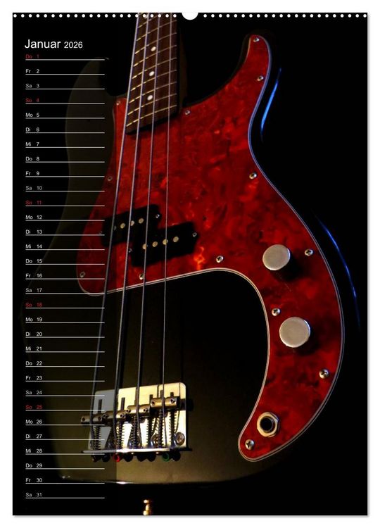 Produktbild: ROCKGITARREN in Szene gesetzt / Geburtstagskalender (Wandkalender 2026 DIN A2 hoch), CALVENDO Monatskalender