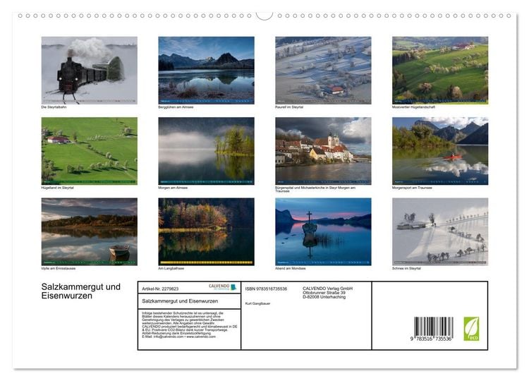 Produktbild: Salzkammergut und Eisenwurzen (hochwertiger Premium Wandkalender 2026 DIN A2 quer), Kunstdruck in Hochglanz