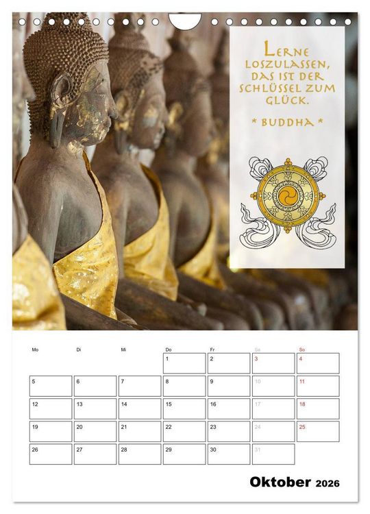 Produktbild: BUDDHAS ZITATE Buddhistische Weisheiten (Wandkalender 2026 DIN A4 hoch), CALVENDO Monatskalender