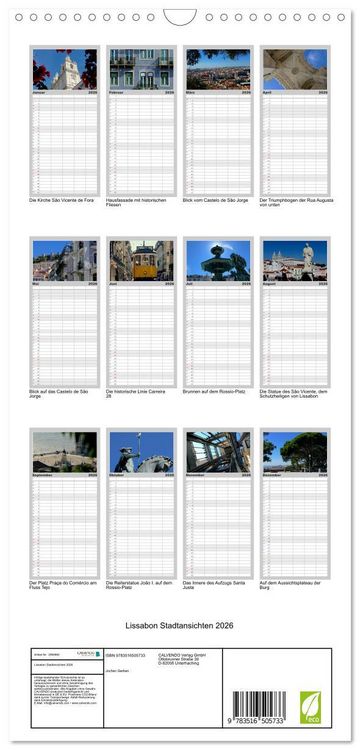 Produktbild: Familienplaner 2026 - Lissabon Stadtansichten 2026 mit 5 Spalten (Wandkalender, 21 x 45 cm) CALVENDO