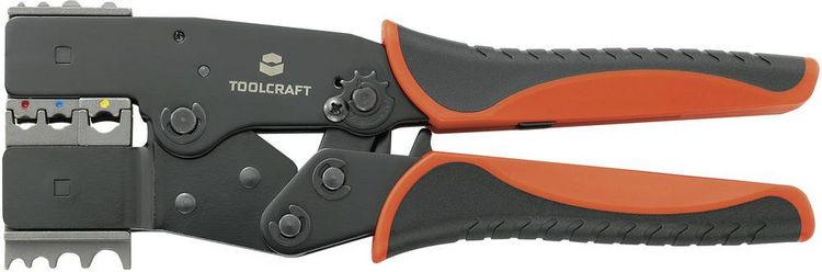 Produktbild: TOOLCRAFT 2-i-1 818644 Crimpzange Isolierte Flachstecker, Kabelschuhe, Sto&szlig;verbinder 0.5 bis 10 mm&sup2;
