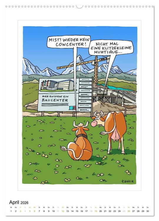 Produktbild: Betongold lacht - Cartoons (Wandkalender 2026 DIN A2 hoch), CALVENDO Monatskalender