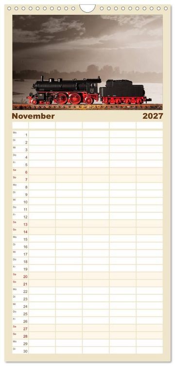Produktbild: Familienplaner 2027 - Dampflokomotiven in Spur N mit 5 Spalten (Wandkalender, 21 x 45 cm) CALVENDO