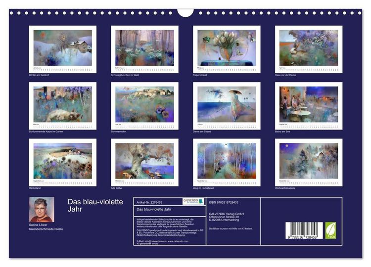 Produktbild: Das blau-violette Jahr (Wandkalender 2026 DIN A3 quer), CALVENDO Monatskalender