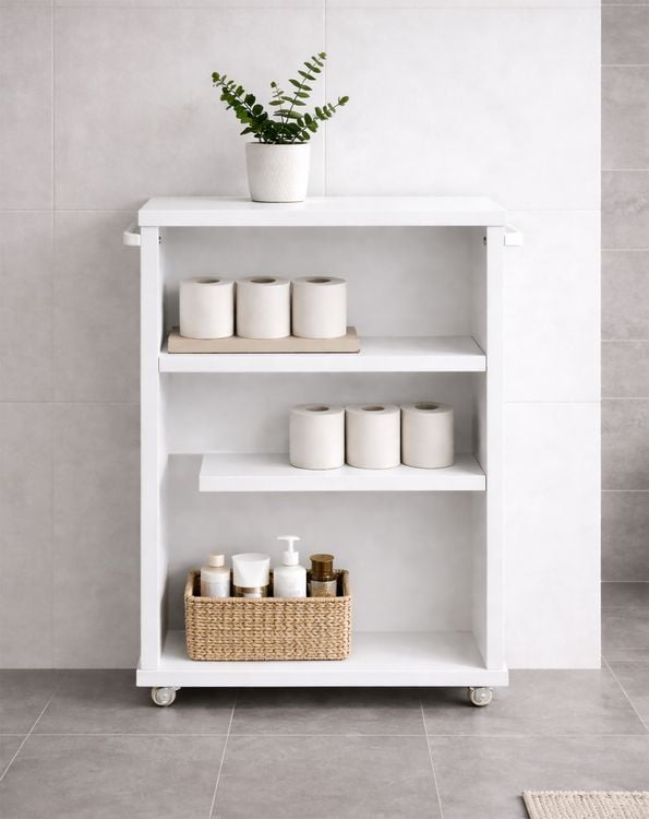 Produktbild: Holz Badschrank Nischenregal Nilari 61 x 20 x 45