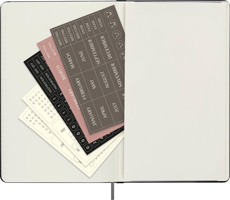 Produktbild: Moleskine undatierter Wochen Notizkalender, L/A5, 1 Wo = 1 Seite, Rechts linierte Seite, Fester Einband mit Textpr&auml;gung gold, Schwarz
