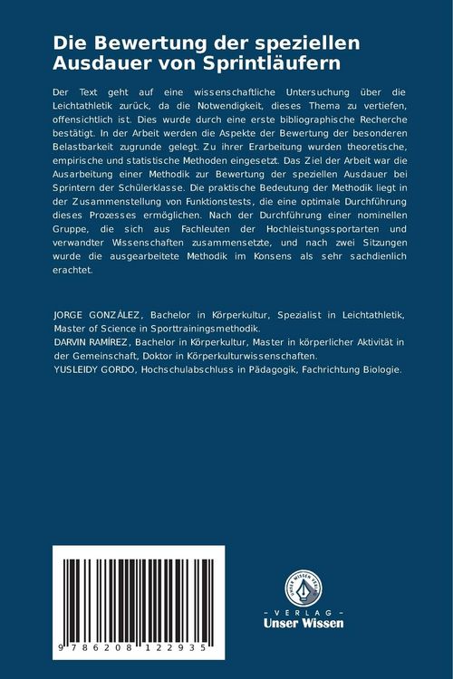 Produktbild: Die Bewertung der speziellen Ausdauer von Sprintl&auml;ufern