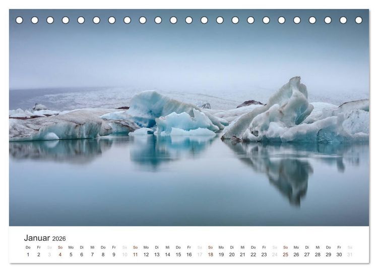 Produktbild: ISLAND 63&deg; - 66&deg; N / 13&deg; - 25&deg; W (Tischkalender 2026 DIN A5 quer), CALVENDO Monatskalender