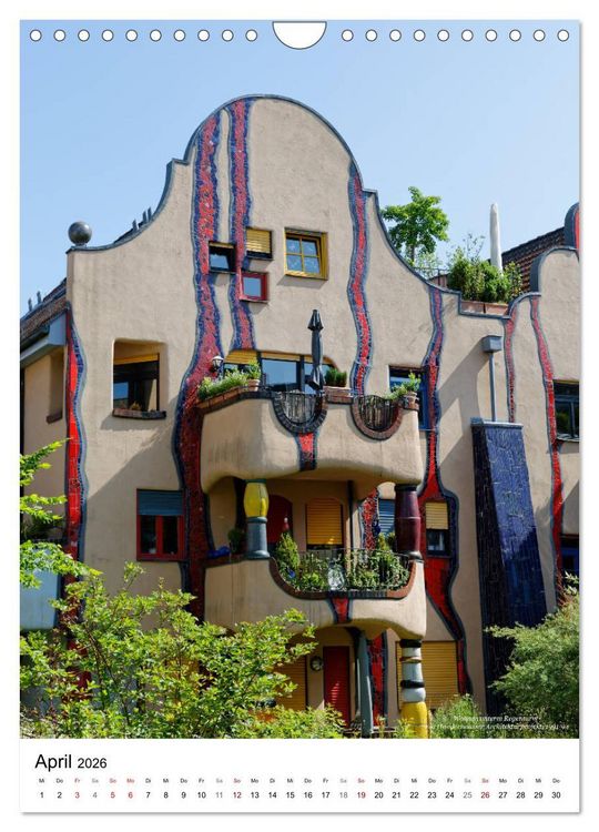 Produktbild: Wohnen unterm Regenturm - Ein Hundertwasser Architekturprojekt, 1991-94 (Wandkalender 2026 DIN A4 hoch), CALVENDO Monatskalender