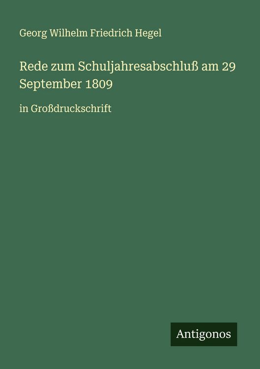 Produktbild: Rede zum Schuljahresabschlu&szlig; am 29 September 1809