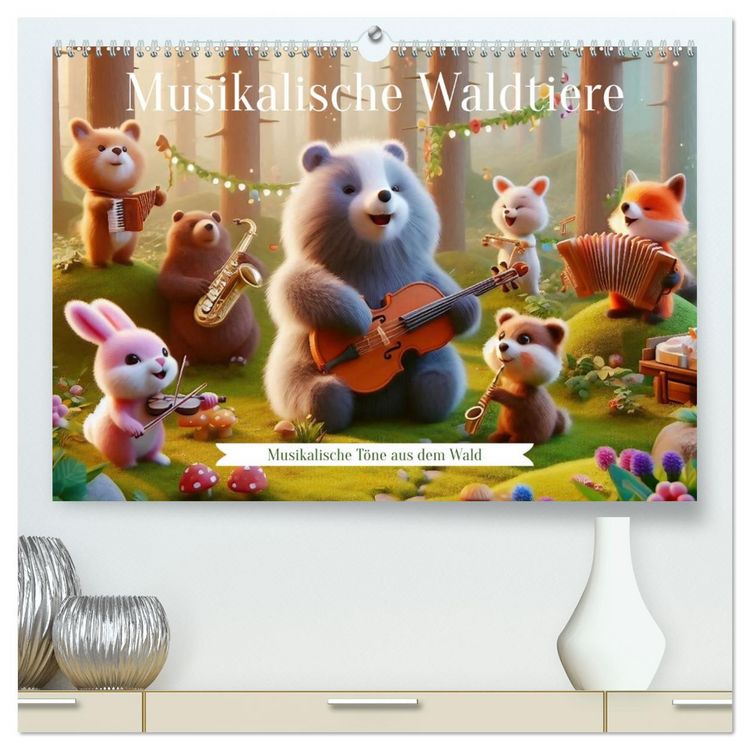 Produktbild: Musikalische Waldtiere (hochwertiger Premium Wandkalender 2026 DIN A2 quer), Kunstdruck in Hochglanz
