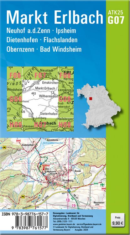Produktbild: ATK25-G07 Markt Erlbach (Amtliche Topographische Karte 1:25000)