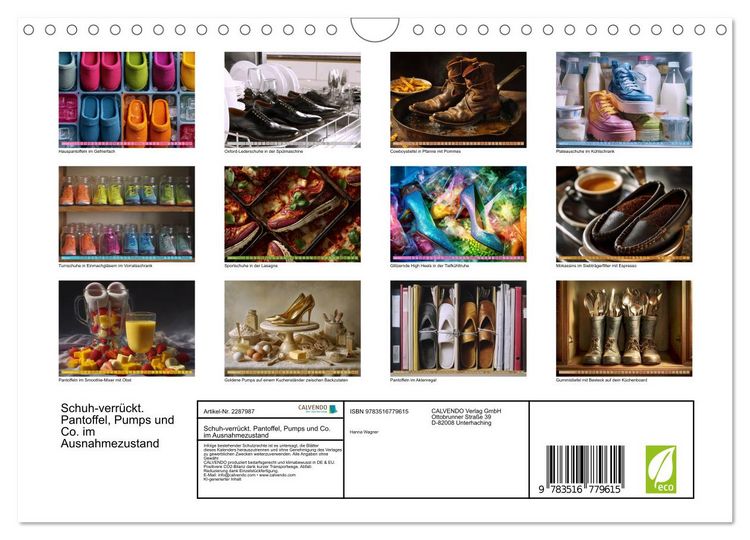 Produktbild: Schuh-verr&uuml;ckt. Pantoffel, Pumps und Co. im Ausnahmezustand (Wandkalender 2027 DIN A4 quer), CALVENDO Monatskalender