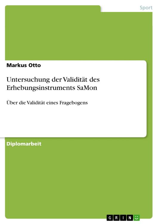 Produktbild: Untersuchung der Validit&auml;t des Erhebungsinstruments SaMon