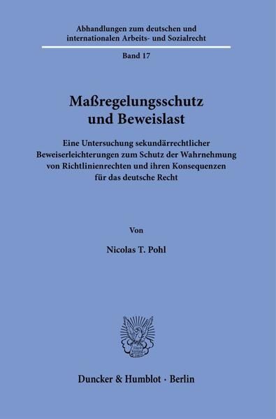 Produktbild: Ma&szlig;regelungsschutz und Beweislast.