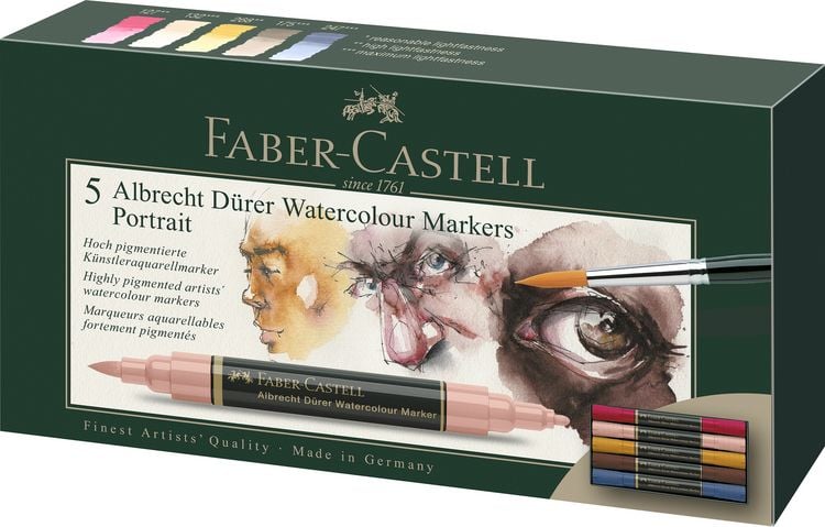 Produktbild: Faber-Castell Aquarellmarker Albrecht D&uuml;rer, 5er Set, Portrait