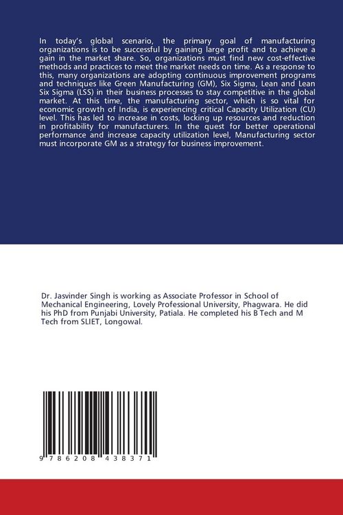 Produktbild: Green Manufacturing: Implications in Manufacturing Industry