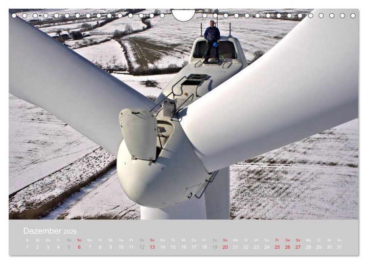Produktbild: Windkraftanlagen aus der Luft fotografiert (Wandkalender 2026 DIN A4 quer), CALVENDO Monatskalender