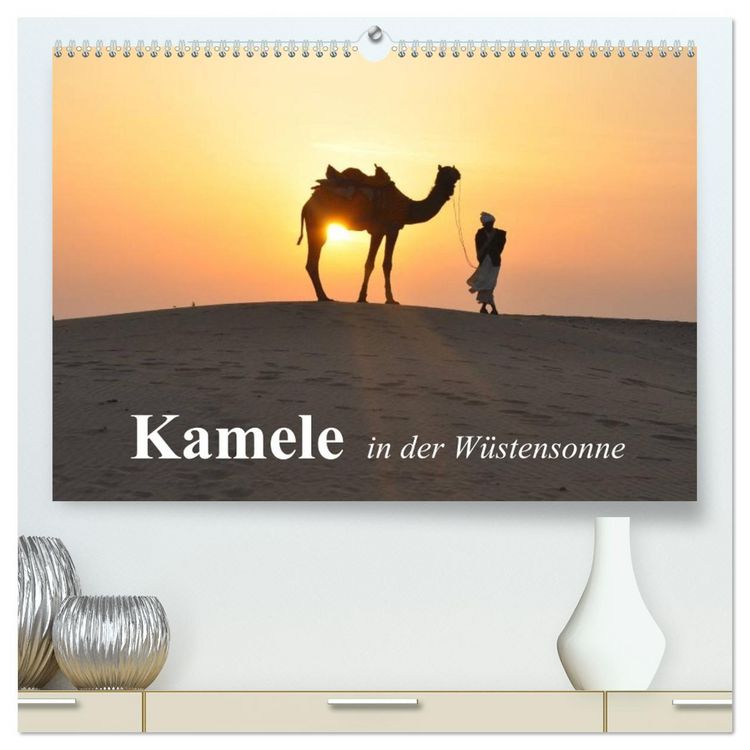 Produktbild: Kamele in der W&uuml;stensonne (hochwertiger Premium Wandkalender 2026 DIN A2 quer), Kunstdruck in Hochglanz