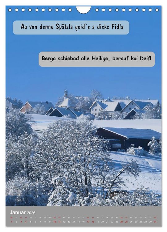 Produktbild: Schw&auml;bische Sprichw&ouml;rter Oifach g`redt (Wandkalender 2026 DIN A4 hoch), CALVENDO Monatskalender
