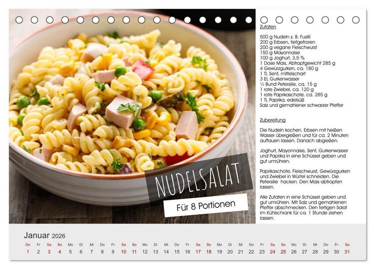 Produktbild: Vegetarisch - leicht und lecker (Tischkalender 2026 DIN A5 quer), CALVENDO Monatskalender