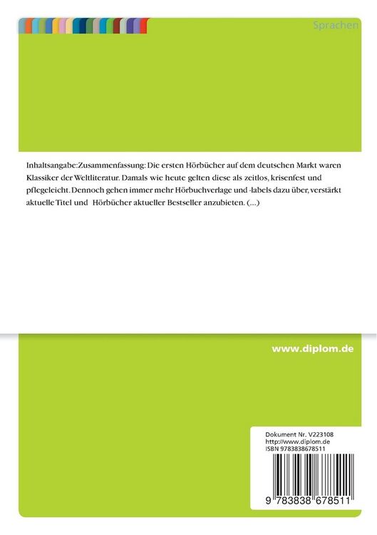 Produktbild: Optimierung des Weltliteraturprogramms von H&ouml;rbuchverlagen