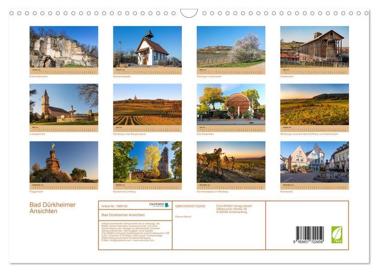 Produktbild: Bad D&uuml;rkheimer Ansichten (Wandkalender 2026 DIN A3 quer), CALVENDO Monatskalender